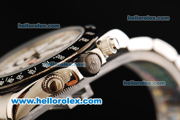 Rolex Daytona Chronograph Miyota Quartz Movement Steel Case with White Dial and Black Bezel - Two Tone Strap - Click Image to Close